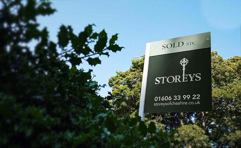Storeys Of Cheshire Estate Agents For Sale board
